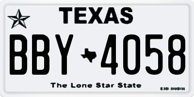 TX license plate BBY4058