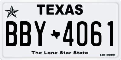 TX license plate BBY4061