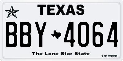 TX license plate BBY4064