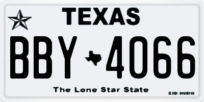 TX license plate BBY4066