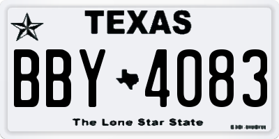 TX license plate BBY4083