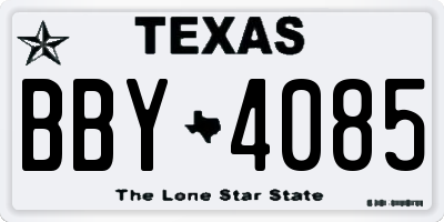 TX license plate BBY4085