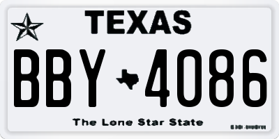 TX license plate BBY4086