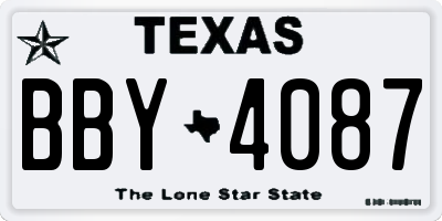 TX license plate BBY4087