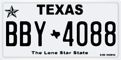 TX license plate BBY4088