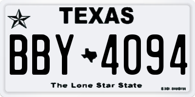 TX license plate BBY4094