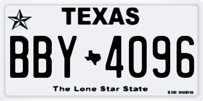 TX license plate BBY4096