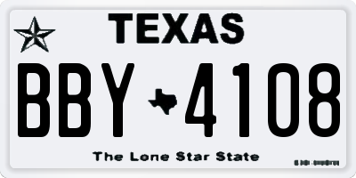 TX license plate BBY4108