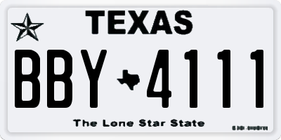 TX license plate BBY4111