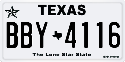 TX license plate BBY4116