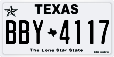 TX license plate BBY4117