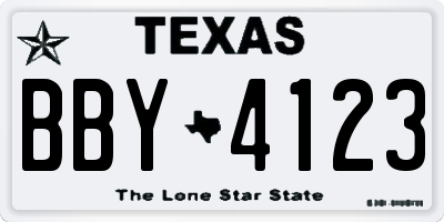 TX license plate BBY4123