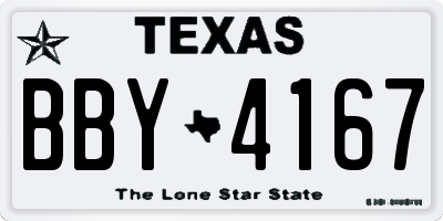 TX license plate BBY4167