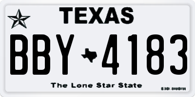TX license plate BBY4183