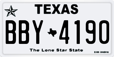 TX license plate BBY4190