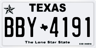 TX license plate BBY4191
