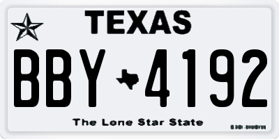 TX license plate BBY4192