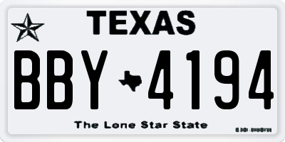 TX license plate BBY4194