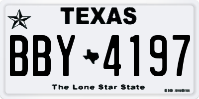 TX license plate BBY4197