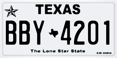 TX license plate BBY4201
