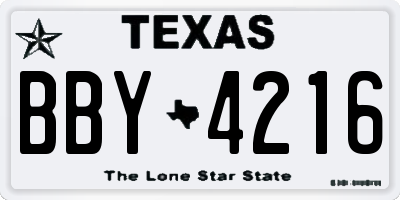 TX license plate BBY4216