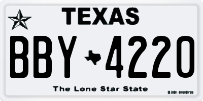 TX license plate BBY4220