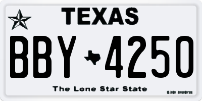 TX license plate BBY4250