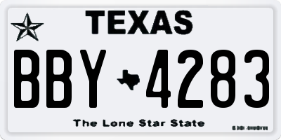 TX license plate BBY4283