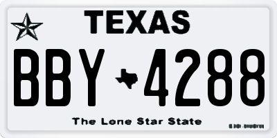 TX license plate BBY4288