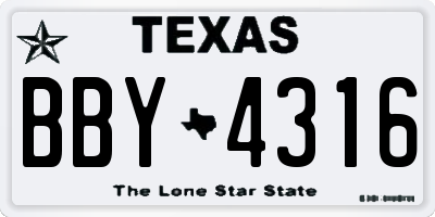 TX license plate BBY4316
