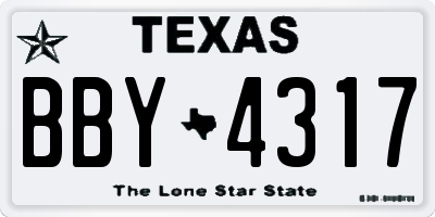 TX license plate BBY4317