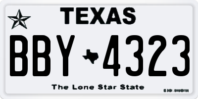 TX license plate BBY4323