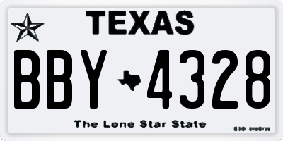 TX license plate BBY4328