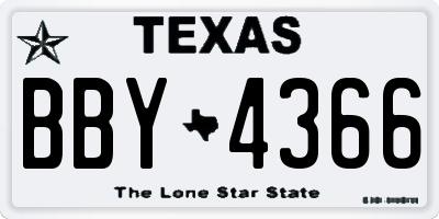 TX license plate BBY4366