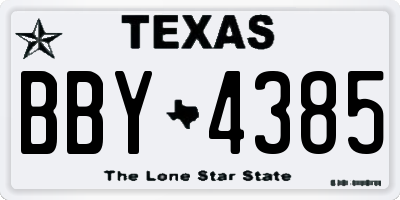 TX license plate BBY4385
