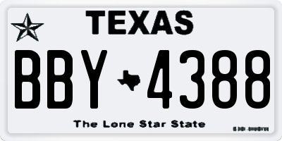 TX license plate BBY4388