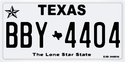 TX license plate BBY4404
