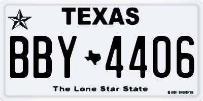 TX license plate BBY4406
