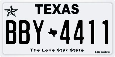 TX license plate BBY4411