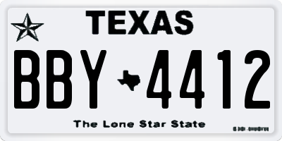 TX license plate BBY4412