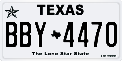 TX license plate BBY4470
