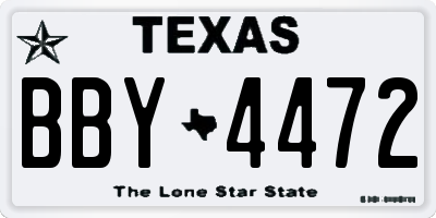 TX license plate BBY4472