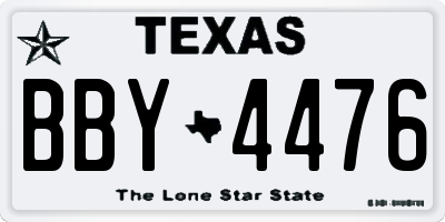 TX license plate BBY4476