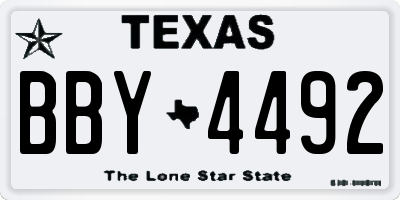 TX license plate BBY4492