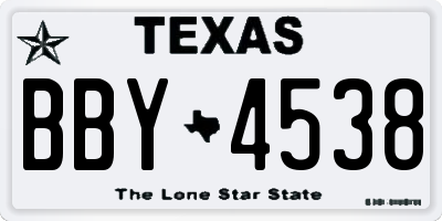 TX license plate BBY4538