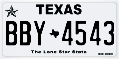 TX license plate BBY4543