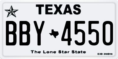 TX license plate BBY4550