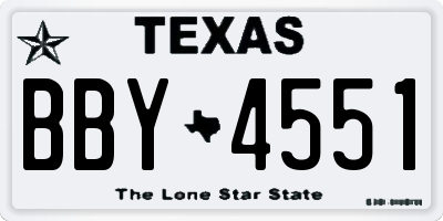 TX license plate BBY4551