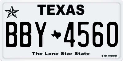 TX license plate BBY4560