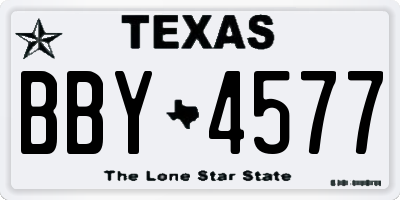 TX license plate BBY4577